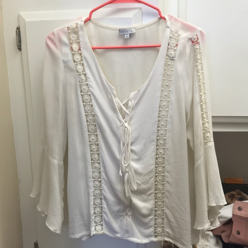 White Patrons of Peace 3/4 bell sleeve